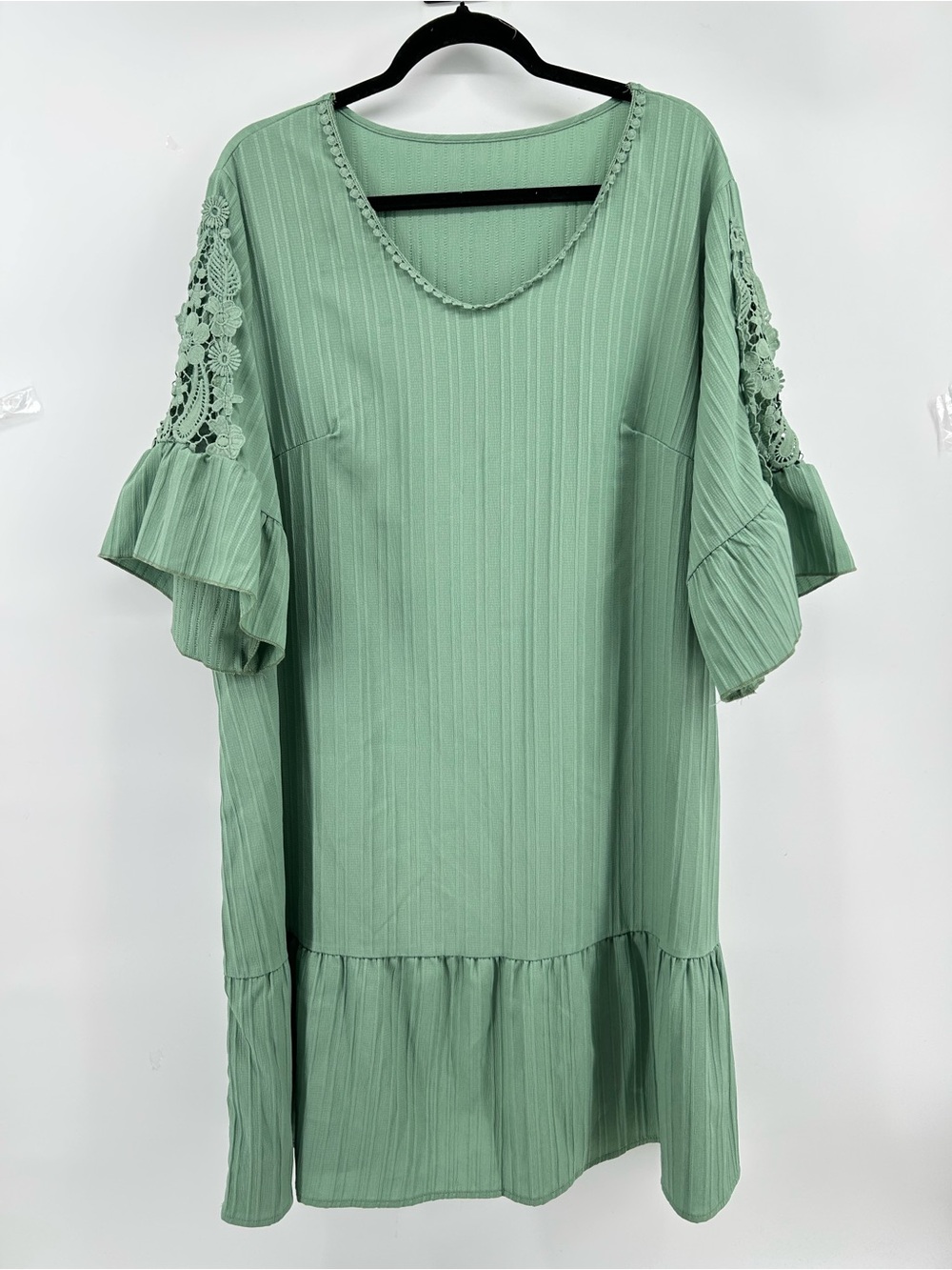 SHEIN Curve Light Mint Green Dress with Lace Sleeves Women's Size 3X Summer